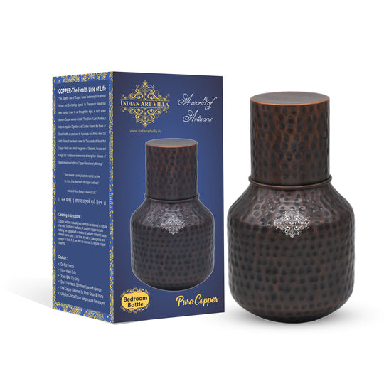 Copper Hammered & Embossed Shine Finish Ghada Shape bedroom bottle