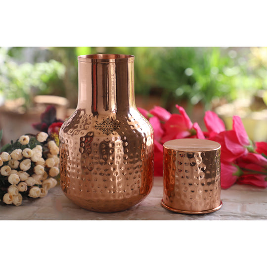 Copper Hammered & Embossed Shine Finish Ghada Shape bedroom bottle