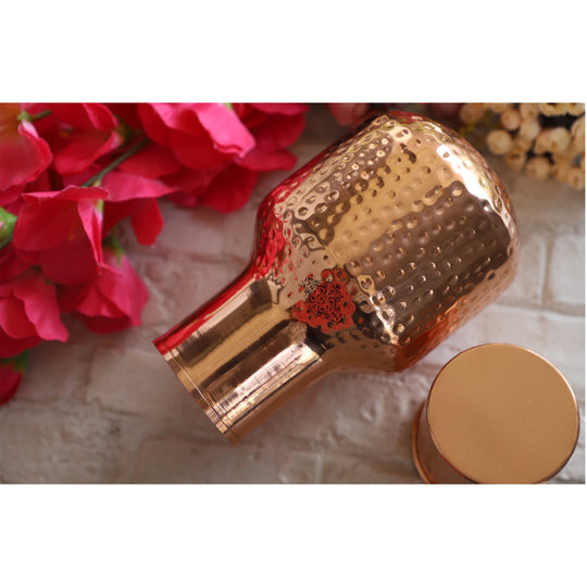 Copper Hammered & Embossed Shine Finish Ghada Shape bedroom bottle
