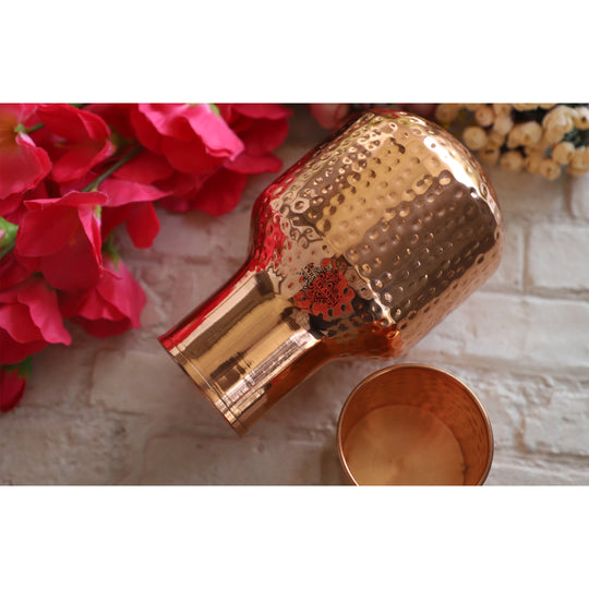 Copper Hammered & Embossed Shine Finish Ghada Shape bedroom bottle