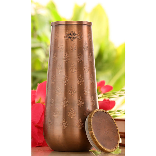 Copper Bedroom Bottle With Hammered Design & Lacquer Coated