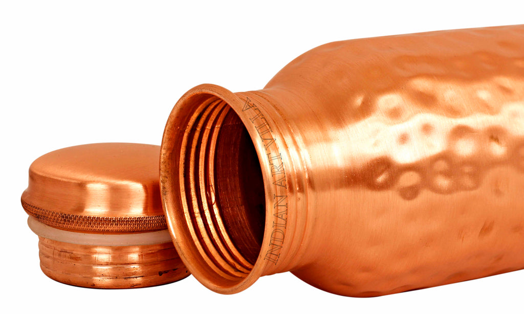 Indian Art Villa Hammered Lacquer Coated Copper Leak Proof Bottle, Storage & Drinkware, Benefit Yoga, 800 ML