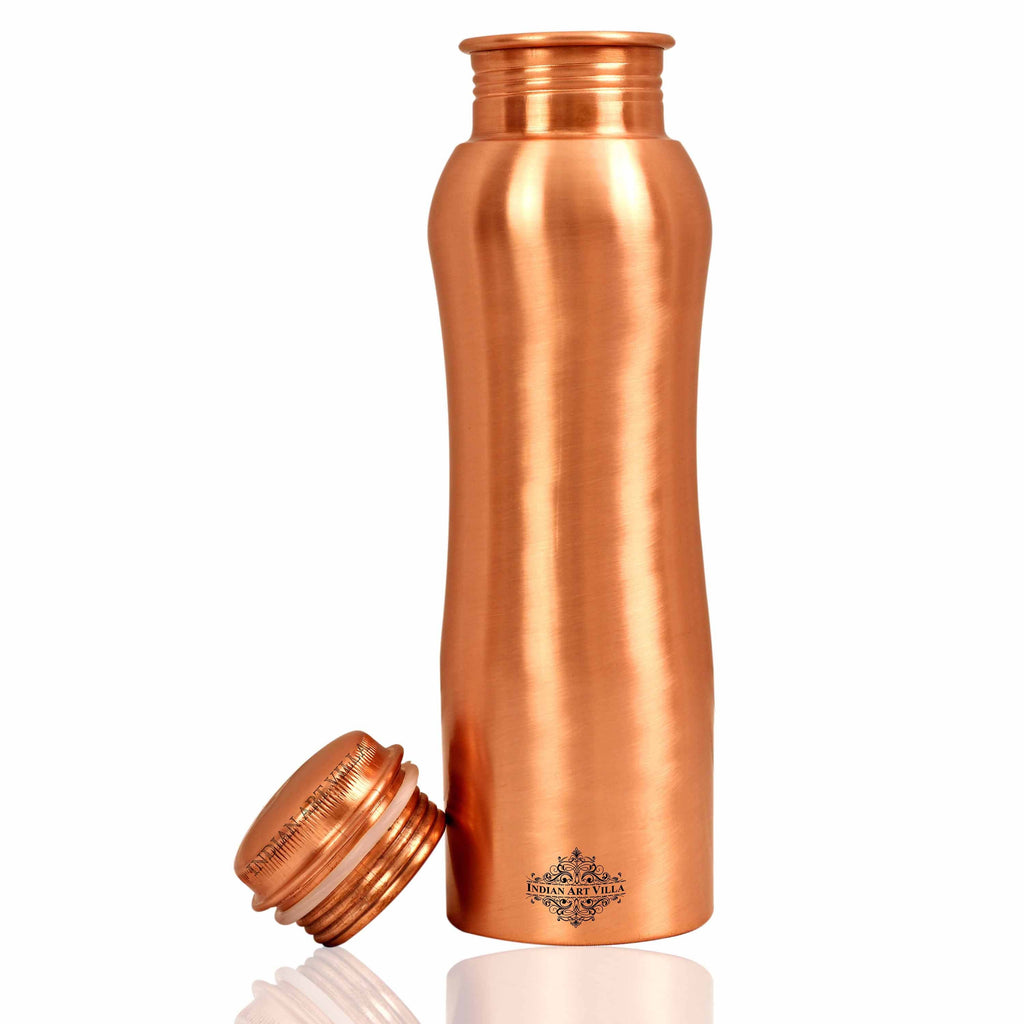 Indian Art Villa New Curve Ergonomic Design Copper Bottle, Storage water & Travelling Purpose, Gift Item, 900 ML