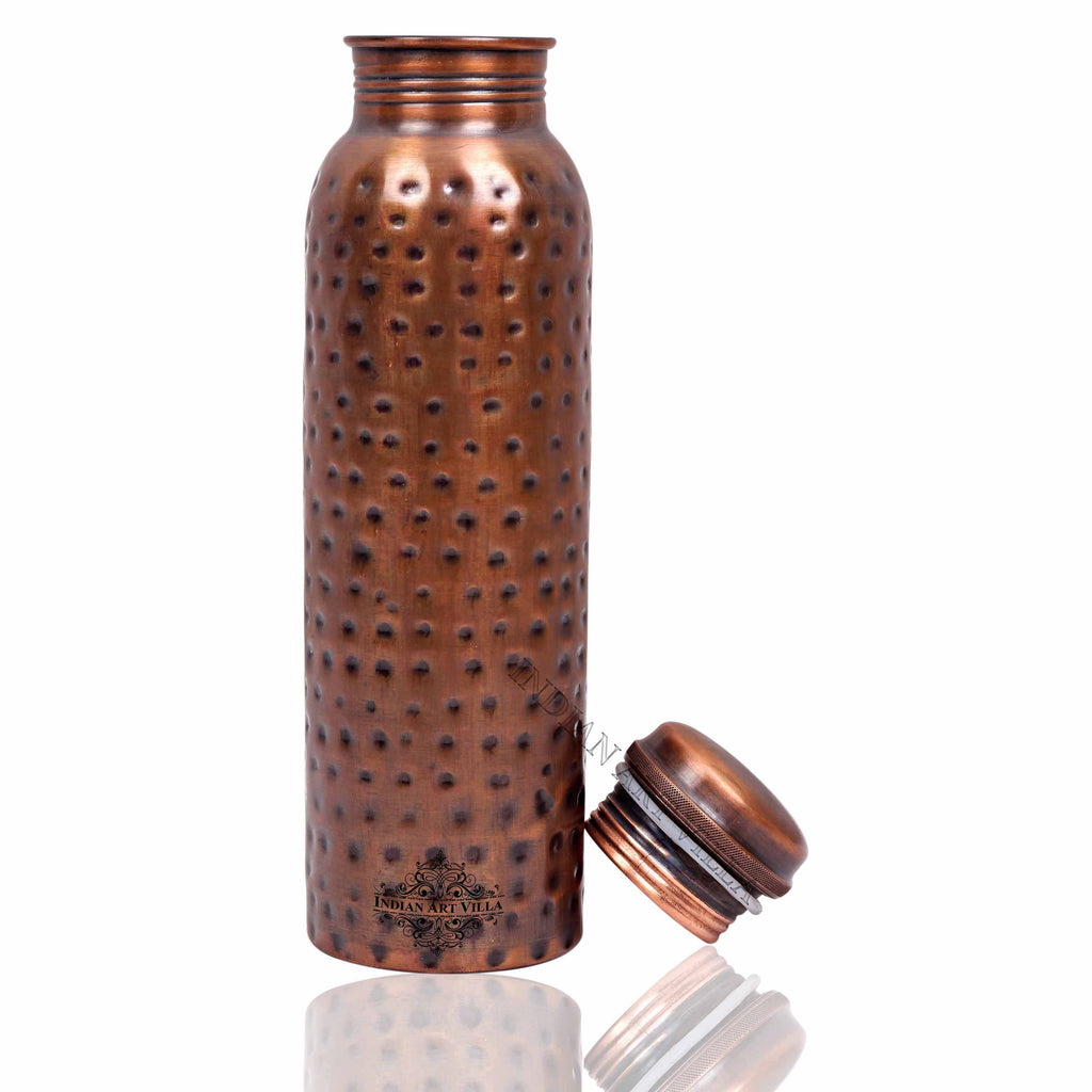 INDIAN ART VILLA Copper Hammered Anti Tarnished Rusty Look Bottle