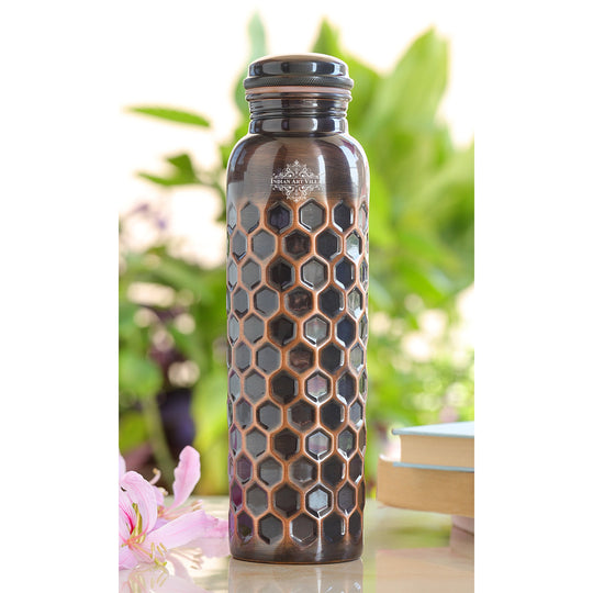 Antique Diamond Design Pure Copper Water Bottle -900ML