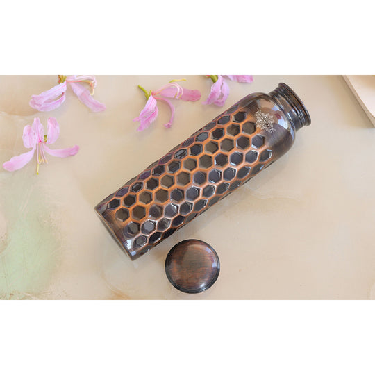 Antique Diamond Design Pure Copper Water Bottle -900ML