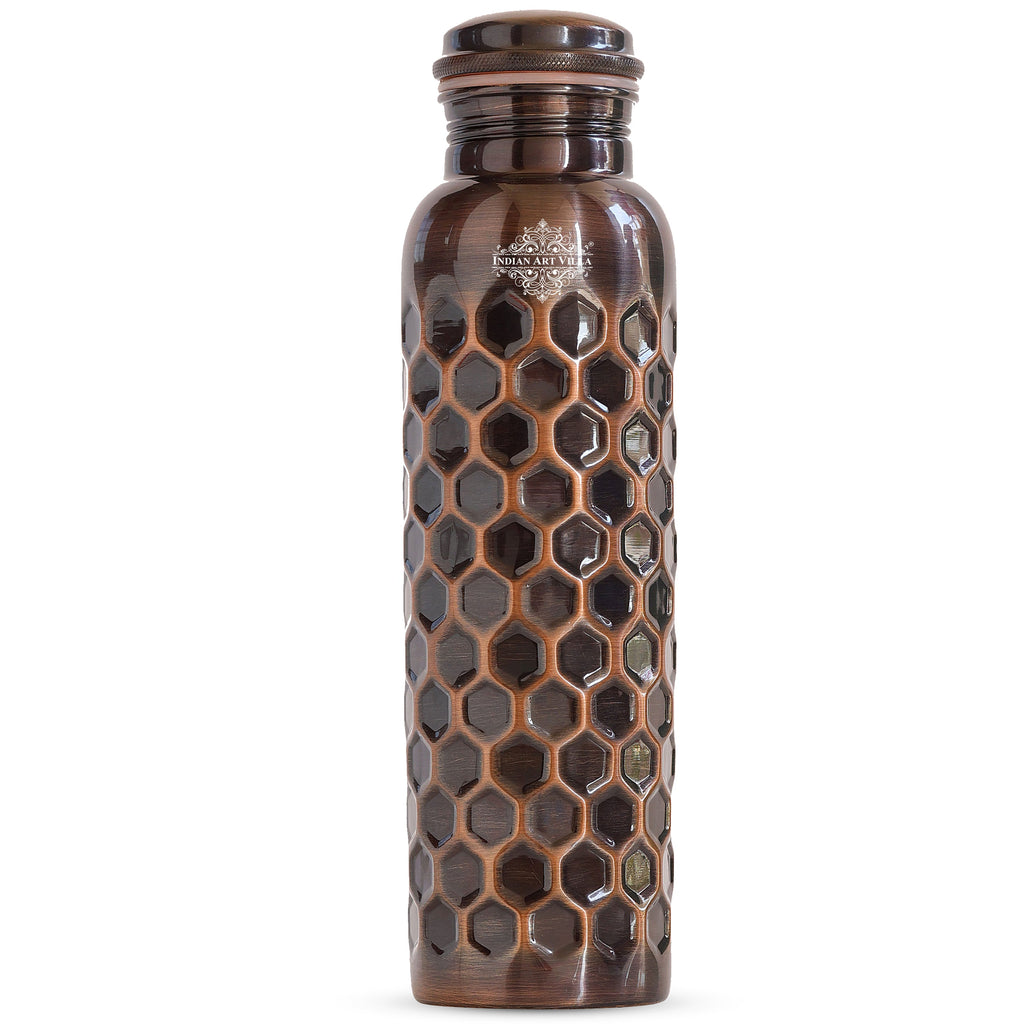 Indian Art Villa Antique Diamond Design Copper Bottle, Stoarge water & Travelling Purpose, Gift Item