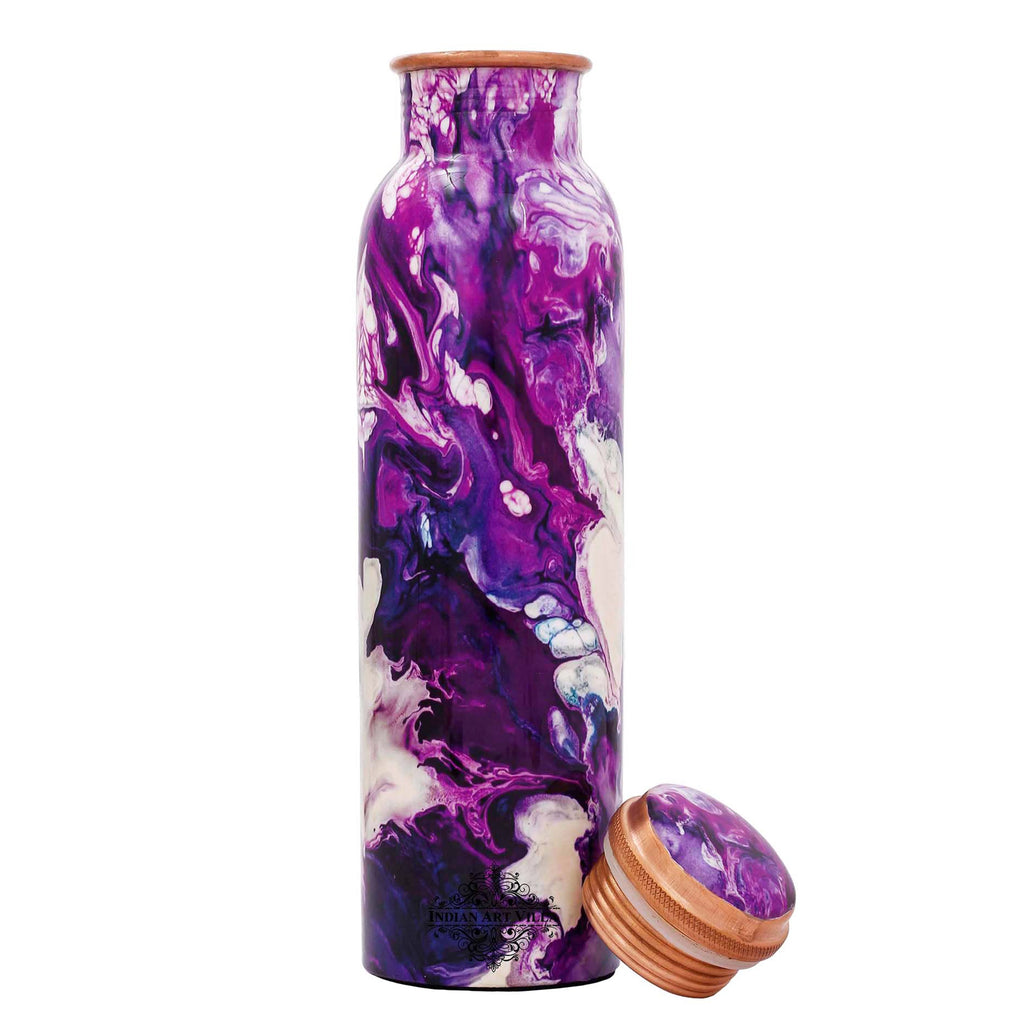 INDIAN ART VILLA Antique Designer Copper Bottle 1000 ML Purple