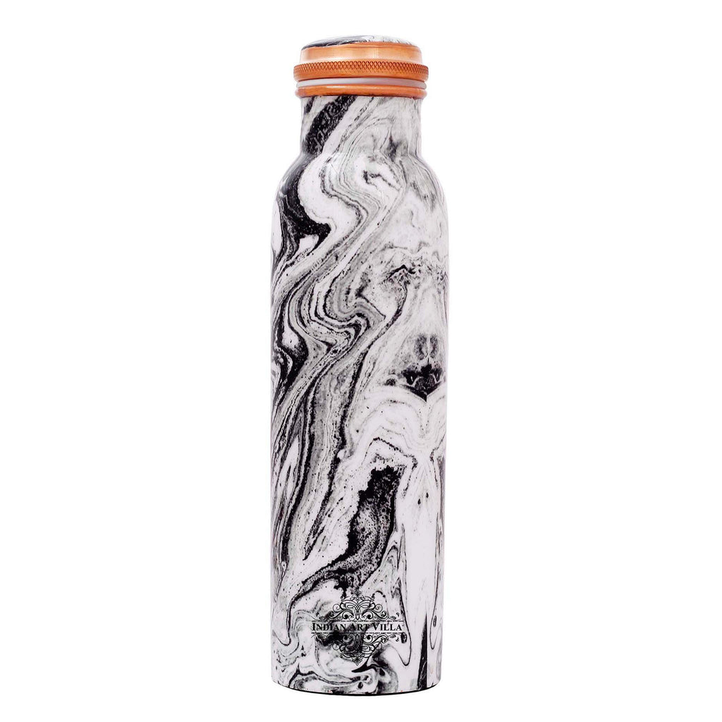 Indian Art Villa Pure Copper Printed Water Bottle with Chiffon Marble Design, Drinkware & Storage Purpose, Volume-1000 ml