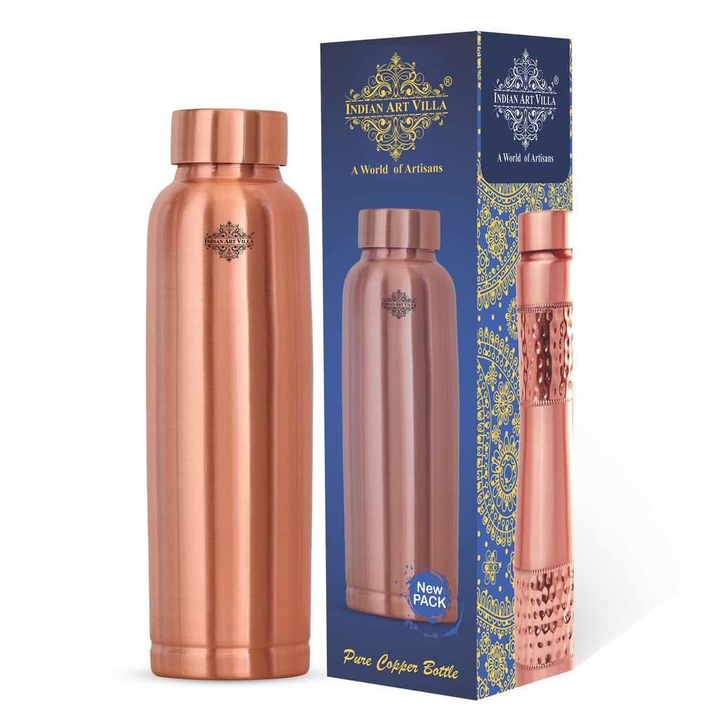 Indian Art Villa Docter Choice Leak Proof Ergonomic Design Copper Bottle, Drinkware, 900 ML Brown