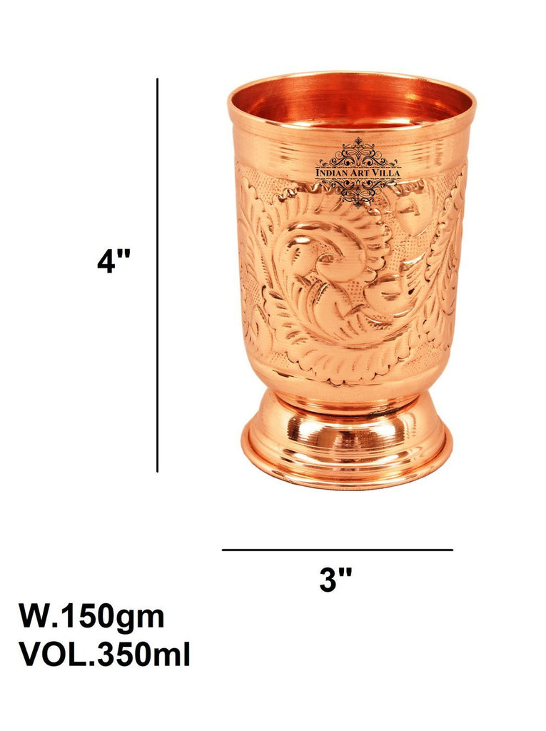 Indian Art Villa Copper Designer Glass with Bottom 350 ML