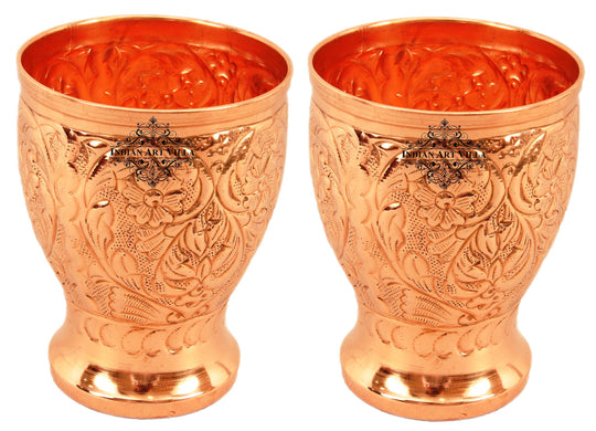 Designer copper tumbler embossed finish
