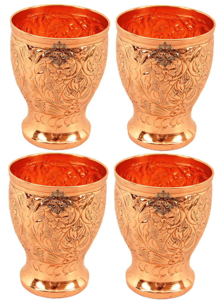 Indian Art Villa Pure Copper Big Flower Design chauda Matha Glass