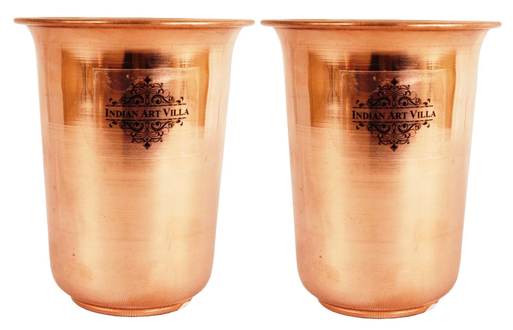 Indian Art Villa Pure Copper Plain Design Glass Goblet Tumbler 300 ML