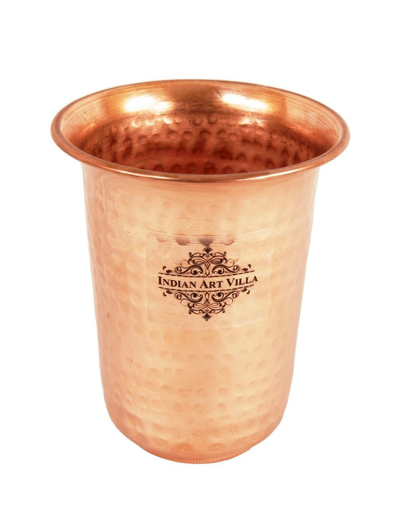 Indian Art Villa Copper Hammered Design Glass Goblet Tumbler 300 ML