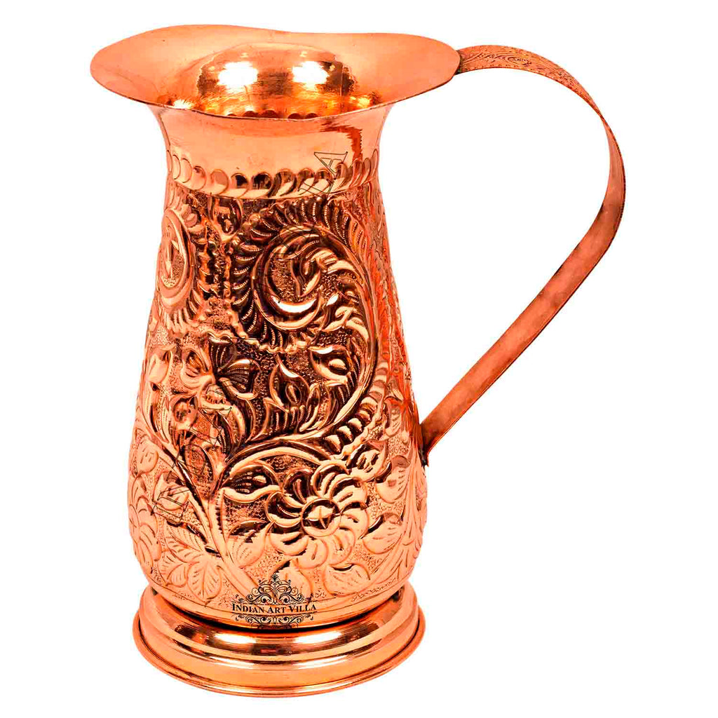 Indian Art Villa Pure Copper Jug, Royal Designer, Storage Drinking water Pitcher