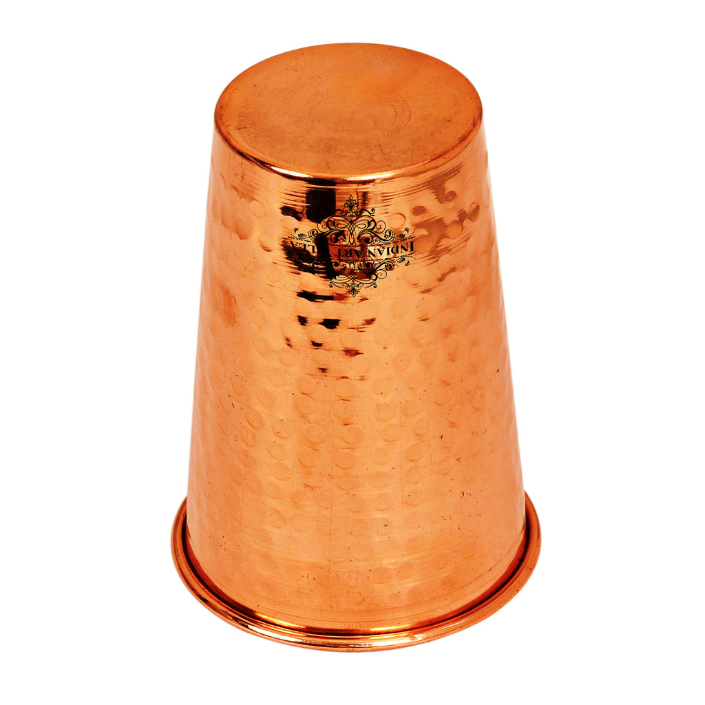 Indian Art Villa Pure Copper Hammered Design Glass Tumbler 400 ML
