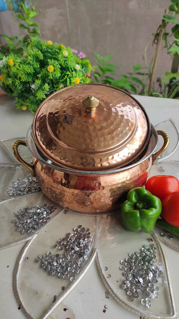 Indian Art Villa Pure Copper Casserole with Tin Lining