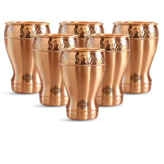 Pure Copper Glass With Half Lecquer Hammered & Shine Design 400 ML