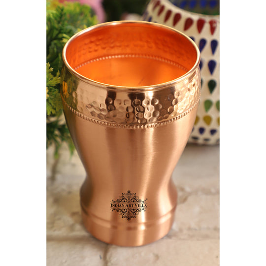 Pure Copper Glass With Half Lecquer Hammered & Shine Design 400 ML
