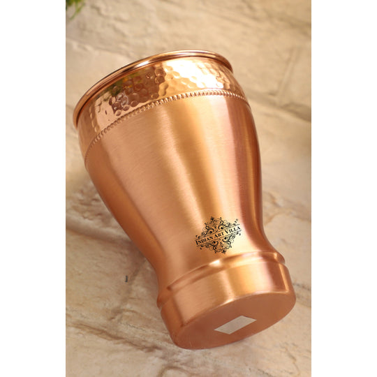 Pure Copper Glass With Half Lecquer Hammered & Shine Design 400 ML