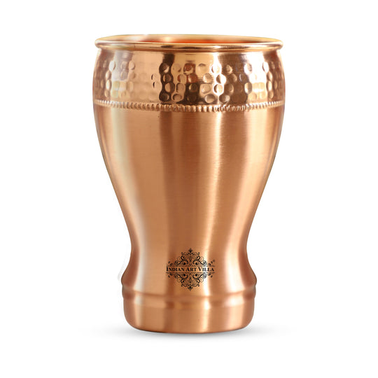 Pure Copper Glass With Half Lecquer Hammered & Shine Design 400 ML
