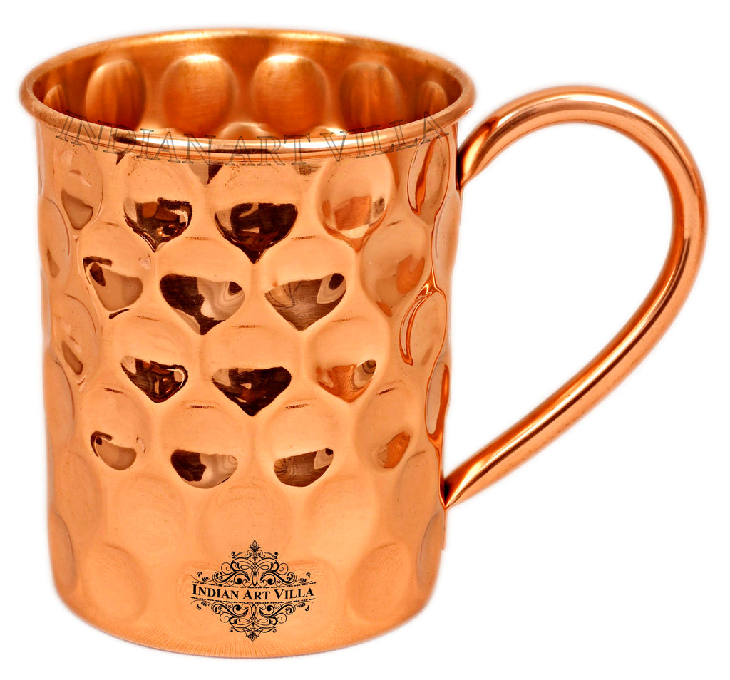 Indian Art Villa Pure Copper Big Diamond Design Beer Mug Cup
