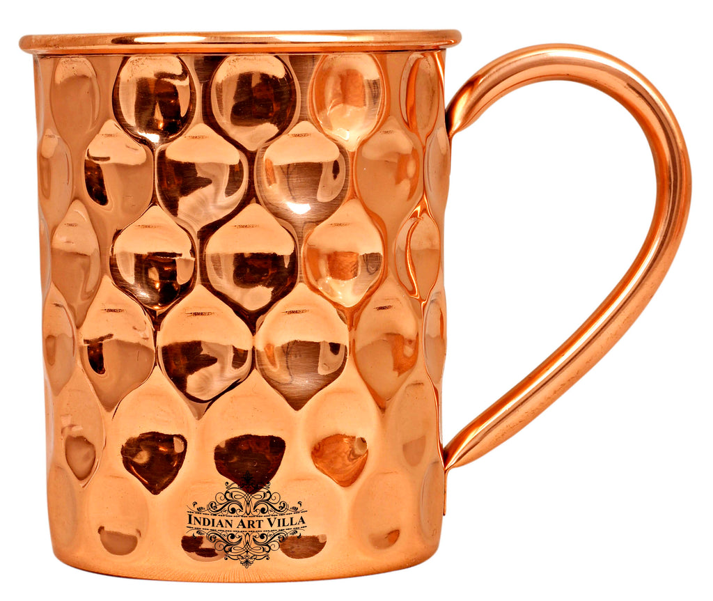 Indian Art Villa Pure Copper Big Diamond Design Beer Mug Cup