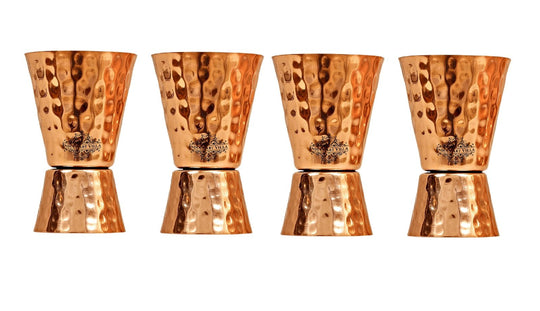 Hammered Copper Shot Glasses – Dual-Sided Jigger Design for Measuring, Party Drinks, Bartending & Home Bar Use.