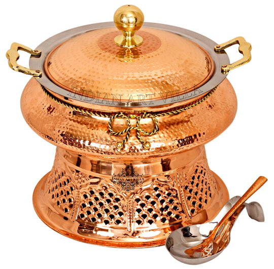 Pure Steel Copper Chafing Dish with Stand and Spoon