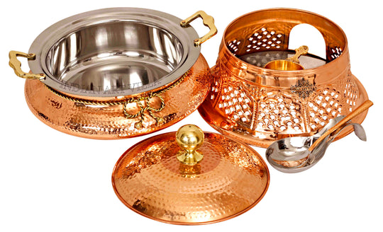 Pure Steel Copper Chafing Dish with Stand and Spoon