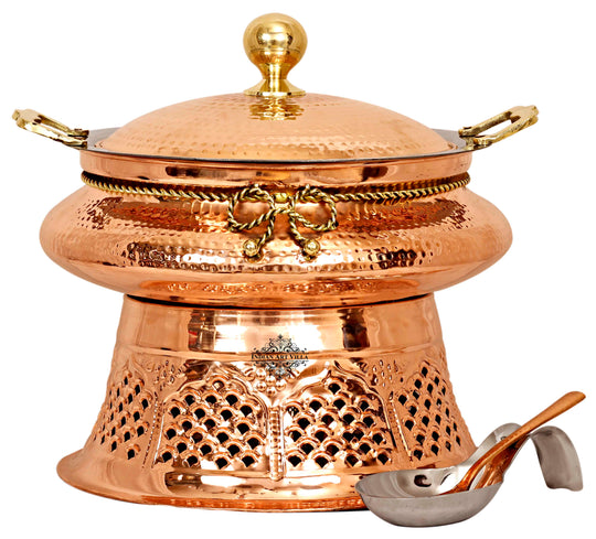 Pure Steel Copper Chafing Dish with Stand and Spoon