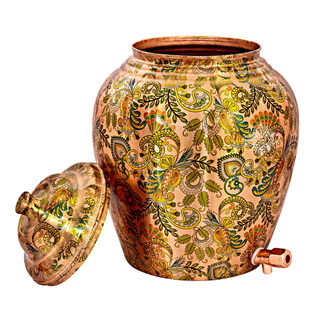 Indian Art Villa Pure Copper Designer Light Brown Water Pot Dispenser