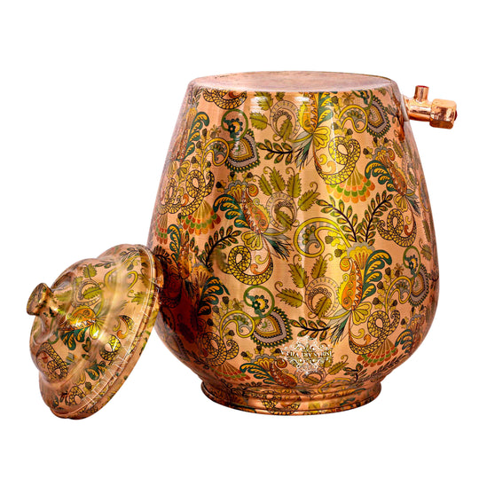 Assembled height of 5 litre round copper matka with stand – copper matka 5 litre price with stand