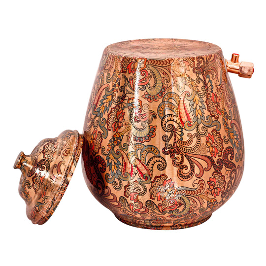 Handmade Pure Copper Designer Light Peach Water Pot 13 Ltr.