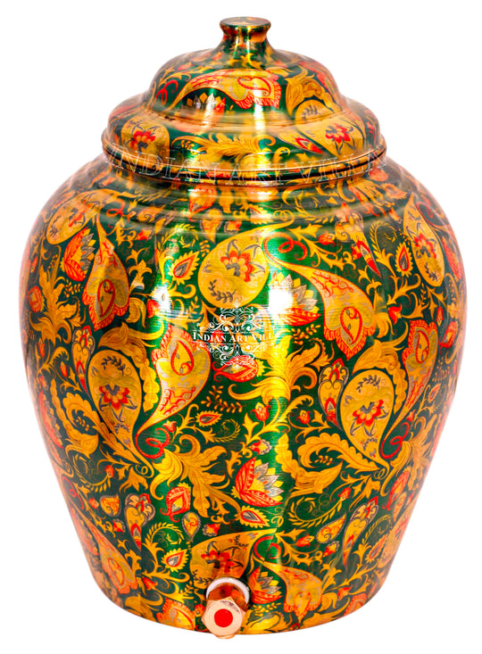 5 litre round copper matka with tap and stand set in retail box – 5 liter copper water pot with stand