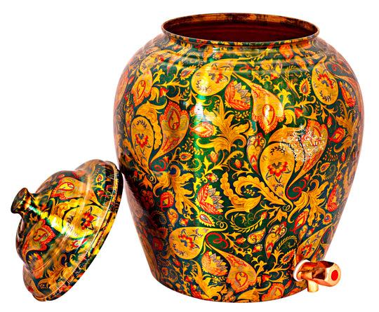 Assembled height of 5 litre round copper matka with stand – copper matka 5 litre price with stand