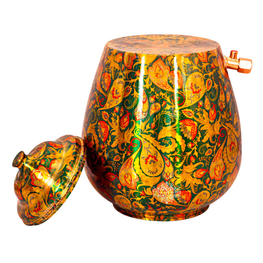 5 litre round copper matka with tap and stand assembled height – 5 ltr copper pot with stand