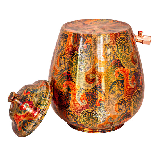 Handcrafted Pure Copper Paisley Design Water Pot, Drinkware, Serveware,