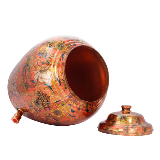5 litre round copper matka with stand complete set in packaging – copper matka 5 litre price