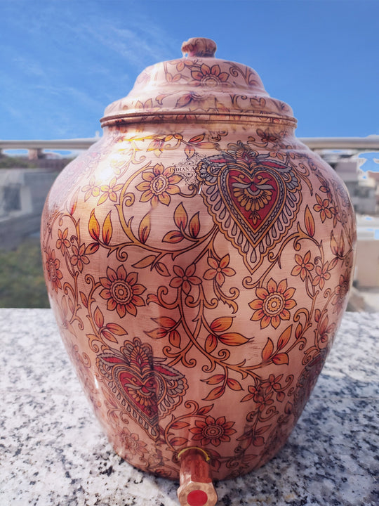 Copper Leaf Design Water Pot
