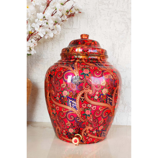 5 litre plain copper matka with tap and stand in retail box – 5 liter copper water pot with stand