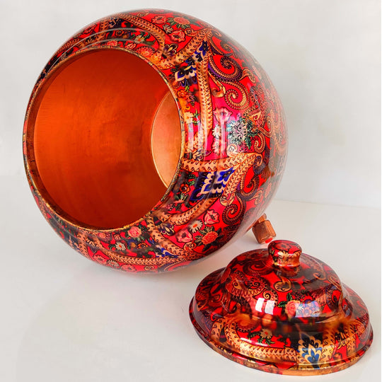 5 litre plain copper matka with tap on iron stand – smooth tamba matka with tap and stand – copper water pot with stand
