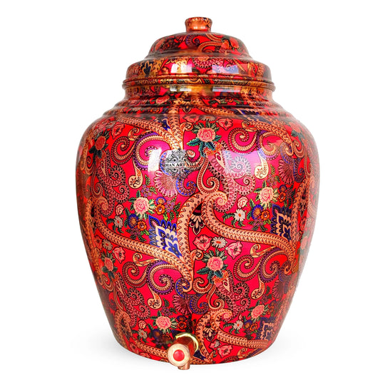 5 litre copper matka with tap and stand dimension guide – height with stand – copper water pot with stand