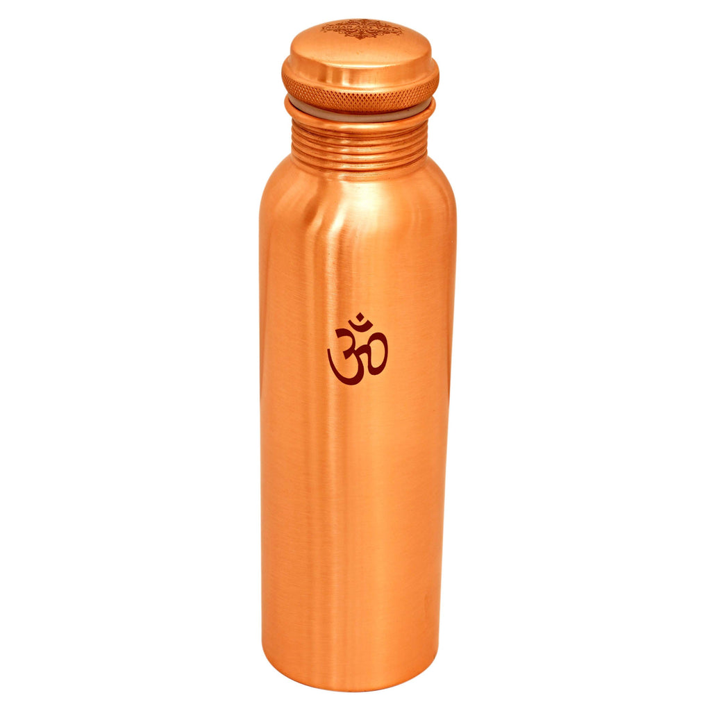 INDIAN ART VILLA Copper Engraved Om Design Bottle, 1000 ML