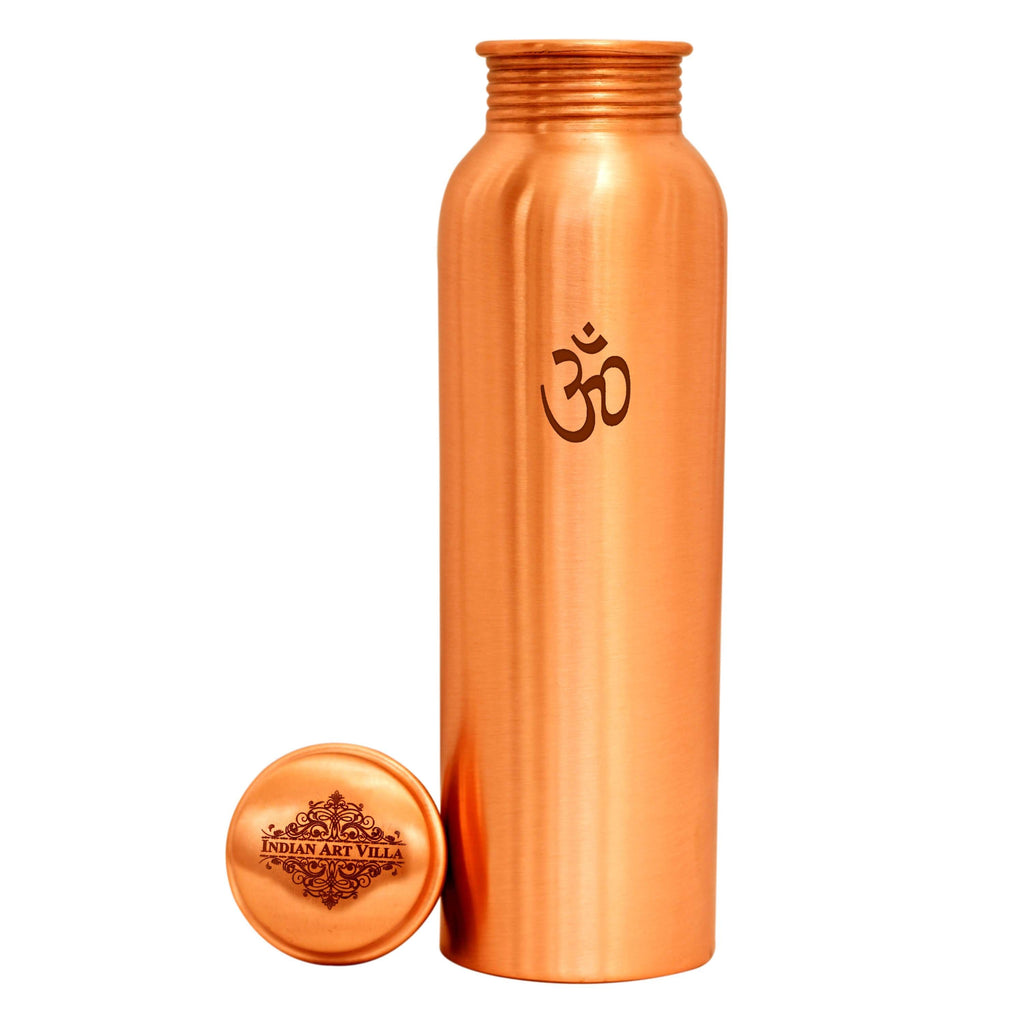 INDIAN ART VILLA Copper Engraved Om Design Bottle, 1000 ML