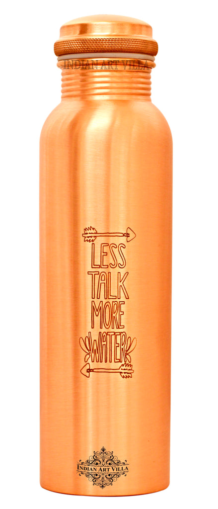 Indian Art Villa Pure Copper Water Bottle Both Side Engraved Less Talk Caption Water meter 1000 ML