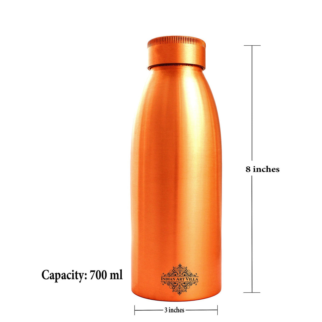 Indian Art Villa Pure Copper Plain Matt Finished Design Water Bottle, Health Benefits, Drinkware