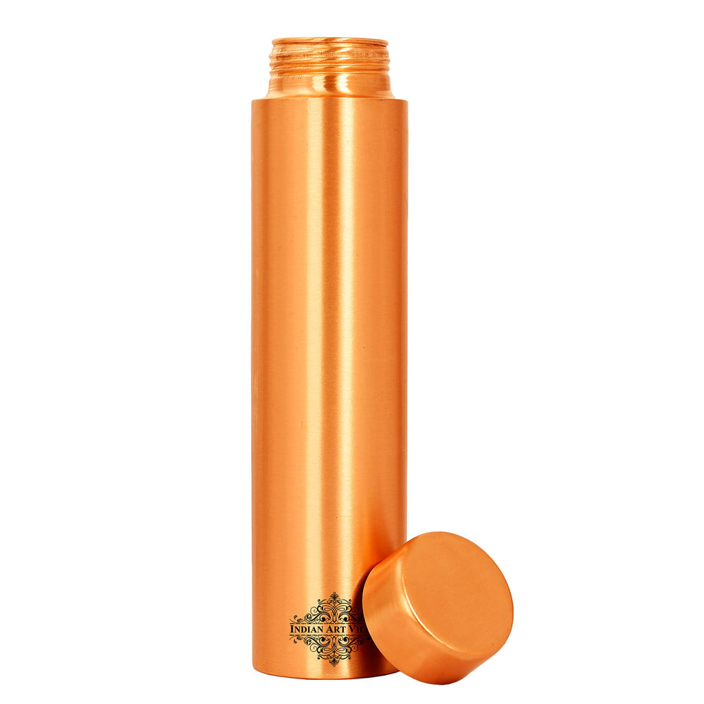 INDIAN ART VILLA Copper Cylinder Water Bottle 675 ML