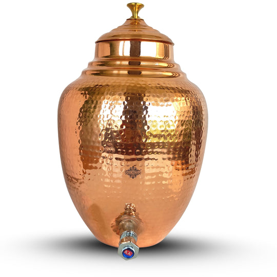 5 litre green colour-coated copper matka with forest green exterior – eco-themed tamba matka – copper matka 5 litre